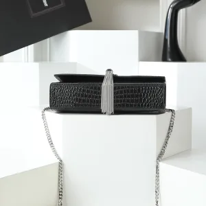 Saint Laurent Kate Chain Bag Small Black Silver Hardware Exact Size Unknown 114