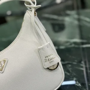 Prada Mini Hobo Small White Gold Hardware