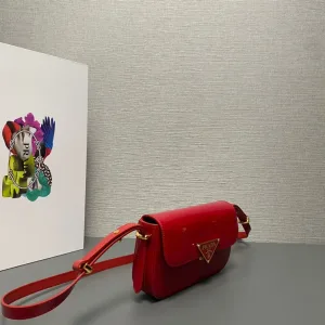 Prada Patent Leather Chain Bag Small Red Gold Hardware