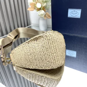 Prada Raffia Gift Set Medium Natural Gold Hardware