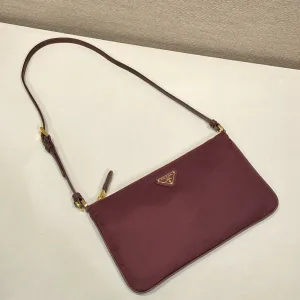 Prada ReEdition Shoulder Bag Small Burgundy Silver Hardware