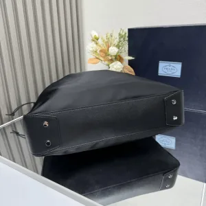 Prada ReNylon Bucket Bag Medium Black Silver Hardware