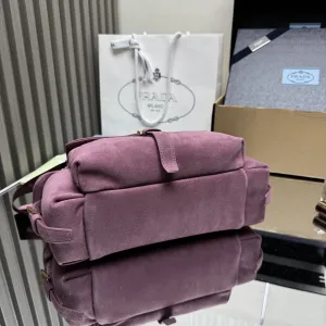 Prada ReNylon Buckle Shoulder Bag Large Burgundy Silver Hardware