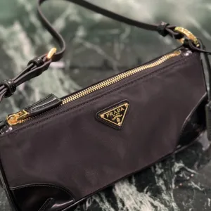 Prada ReNylon Shoulder Bag Small Black Silver Hardware