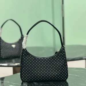 Prada ReNylon Tote Medium Black Silver Hardware