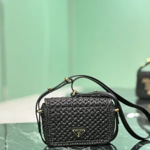 Prada Saffiano Camera Bag Small Black Gold Hardware