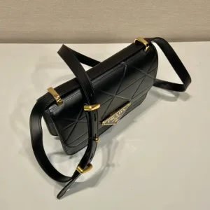 Prada Saffiano Chain Shoulder Bag Small Black Gold Hardware Variant 2