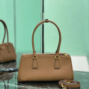 Prada Saffiano Double Tote Medium Caramel Gold Hardware Variant 2