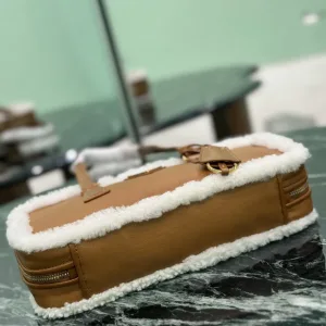 Prada Shearling Mini Bag Small Caramel Gold Hardware