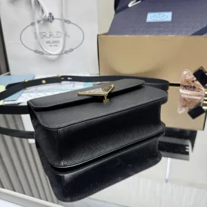 Prada Triangle Camera Bag Small Black Gold Hardware