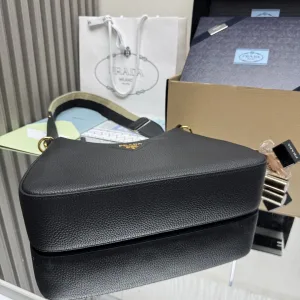 Prada Triangle Shoulder Bag Small Black Gold Hardware