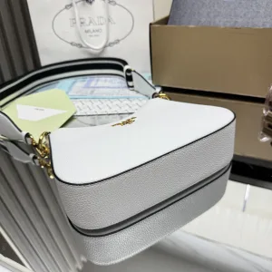Prada Triangle Shoulder Bag Small White Gold Hardware