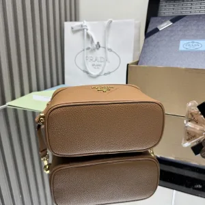 Prada Vanity Case Small Caramel Gold Hardware