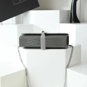 Saint Laurent Kate Chain Bag Small Gray Silver Hardware Exact Size Unknown 113
