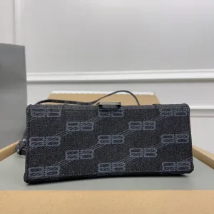 Balenciaga Hourglass Top Handle Small Black Monogram 23cm