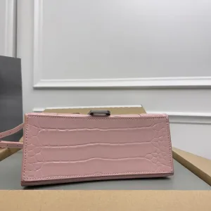 Balenciaga Hourglass Top Handle Small Pink Croc 23cm
