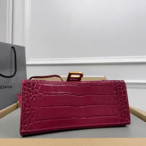 Balenciaga Hourglass Top Handle Small Red Croc 23cm