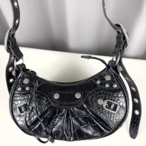 Balenciaga Le Cagole Shoulder Medium Black Studded Silver Hardware 30cm