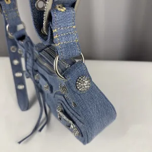 Balenciaga Le Cagole Shoulder Small Blue Denim 26cm