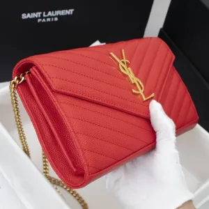 Saint Laurent Kate Chain Bag Small Red Gold Hardware Exact Size Unknown 066