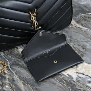 Saint Laurent LouLou Shoulder Bag Medium Black Gold Hardware Exact Size Unknown 036