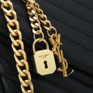 Saint Laurent LouLou Shoulder Bag Medium Black Gold Hardware Exact Size Unknown 041