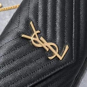 Saint Laurent LouLou Shoulder Bag Medium Black Gold Hardware Exact Size Unknown 064