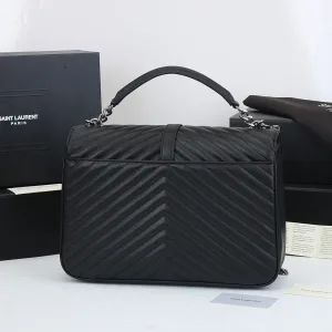 Saint Laurent LouLou Shoulder Bag Medium Black Silver Hardware Exact Size Unknown 040