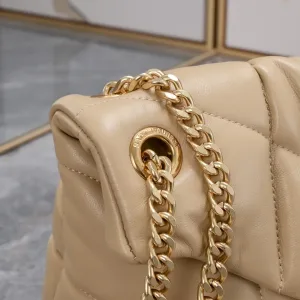 Saint Laurent LouLou Shoulder Bag Medium Tan Gold Hardware Exact Size Unknown 024