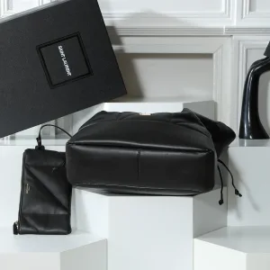 Saint Laurent Drawstring Shoulder Bag Medium Black Gold Hardware Exact Size Unknown 081