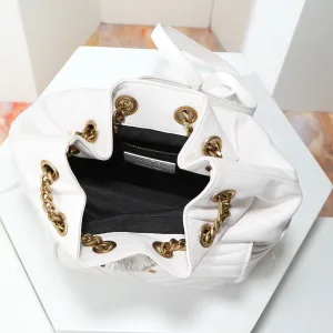 Saint Laurent Drawstring Shoulder Bag Medium White Black Hardware Exact Size Unknown 101