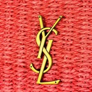 Saint Laurent Raffia Chain Shoulder Bag Medium Red Gold Hardware Exact Size Unknown 003
