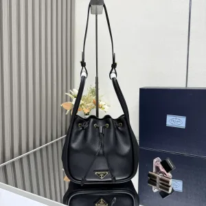 Prada Bucket Bag Medium Black Gold Hardware
