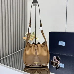 Prada Bucket Bag Medium Caramel Gold Hardware