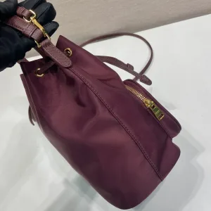 Prada Bucket Bag Small Burgundy Gold Hardware