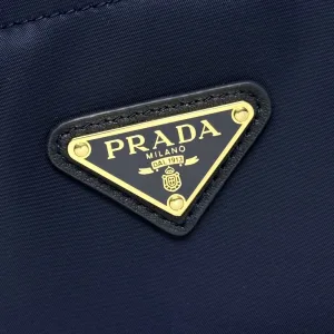 Prada Bucket Tote Medium Blue Gold Hardware