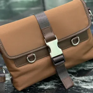 Prada Buckle Crossbody Small Brown Silver Hardware