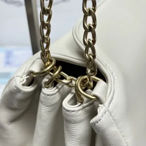 Prada Chain Shoulder Bag Small White Gold Hardware