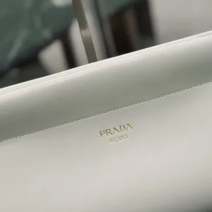 Prada Cleo Shoulder Bag Small White Silver Hardware