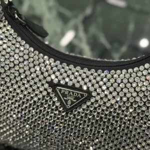 Prada Crystal Mini Bag Small Silver Gold Hardware