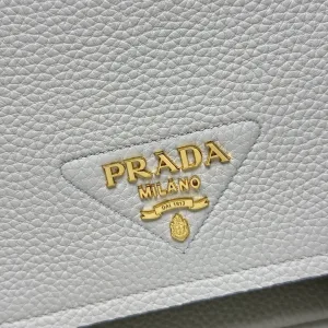 Prada Flap Crossbody Small White Gold Hardware