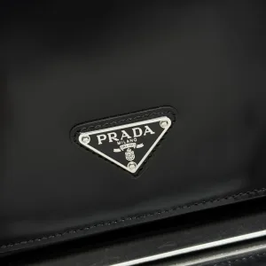 Prada Flap Shoulder Bag Small Black Silver Hardware
