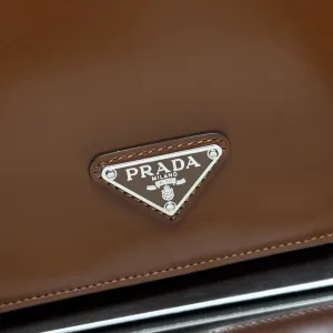 Prada Flap Shoulder Bag Small Brown Gold Hardware