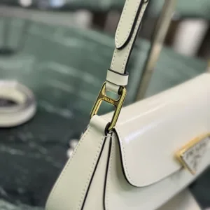 Prada Flap Shoulder Bag Small White Gold Hardware