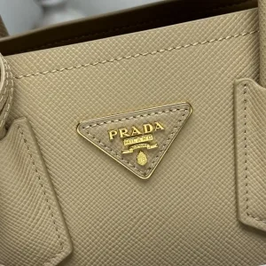 Prada Galleria Top Handle Medium Beige Gold Hardware