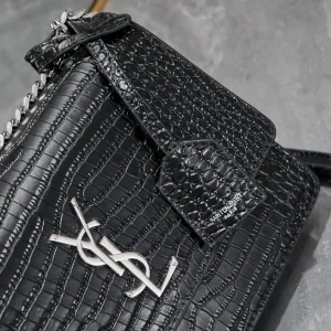 Saint Laurent Kate Chain Bag Small Black Silver Hardware Exact Size Unknown 053