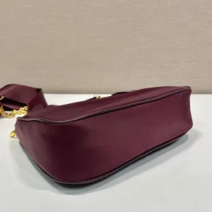 Prada Hobo Bag Small Burgundy Gold Hardware