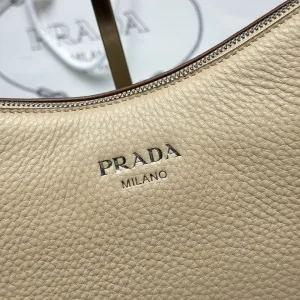 Prada Hobo Shoulder Bag Medium Beige Gold Hardware