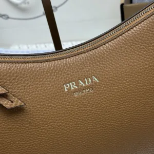 Prada Hobo Shoulder Bag Medium Caramel Gold Hardware