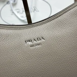 Prada Hobo Shoulder Bag Medium Gray Silver Hardware